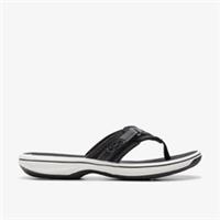 Clarks Womens Brinkley Sea Black Synthetic Flat Sandals,Flip Flops Synthetic
