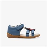 Clarks Girls Zora Berry Toddler Blue Flat Sandals,Riptape Leather Casual