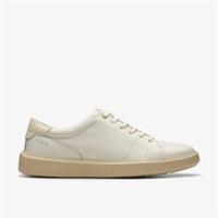 Clarks Mens Brodin Lace White Leather Trainers Leather Casual