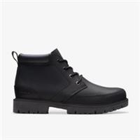 Clarks Mens Rossdale Mid Black Leather Ankle Boots,Lace Up Leather Casual
