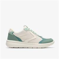 Clarks Womens Ezrinn Tie Green Combination Trainers Textile Casual