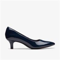 Clarks Womens Shondrah Jade Navy Patent Court Shoes,Heels Synthetic Smart
