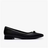 Clarks Womens Natalyn Trim Black Leather Slip Ons,Ballet Pumps Leather Smart