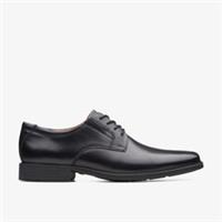 Clarks Mens Tilden Plain Black Leather Derby Shoes,Lace Up Leather Smart