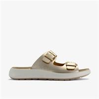 Clarks Womens Un Oak Mule Gold Metallic Slip Ons,Flat Sandals,Sliders Patent