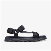 Clarks Mens Kilver Strap Navy Flat Sandals Textile Casual