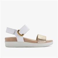 Clarks Womens Un Sand Strap White Combination Leather Flat Sandals Leather