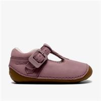 Clarks Girls Tiny Hope Toddler Dusty Pink T Bar Shoes,Pre Walker,Riptape Leather