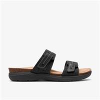 Clarks Womens April Dusk Black Interest Slip Ons,Flat Sandals,Sliders Textile