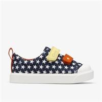 Clarks Boys City Dazzle Toddler Navy/White Canvas,Riptape Textile Casual