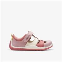 Clarks Girls Noodle Sun Toddler Pink Combination Riptape Leather Casual