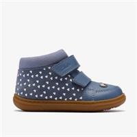 Clarks Girls Flash Top Toddler Denim Blue Ankle Boots,High Tops,Riptape Leather