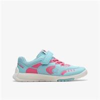 Clarks Girls Cica Star Flex Kid Blue/Pink Trainers Textile School