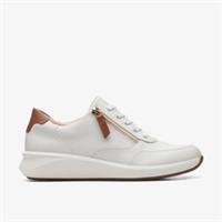 Clarks Womens Un Rio Zip White Leather Trainers Leather Sports