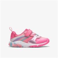 Clarks Girls Tidal Star Toddler Bright Pink Combination Trainers,Riptape Textile