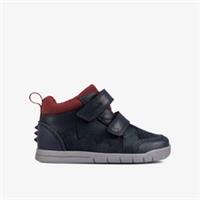 Clarks Boys Rex Park Toddler Navy Leather Ankle Boots,High Tops,Riptape Leather