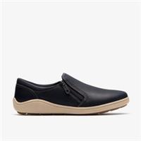 Clarks Womens Bryianne Ashly Navy Leather Slip Ons Leather Casual