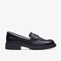 Clarks Womens Orinoco 2 Penny Black Leather Loafers,Slip Ons Leather Casual