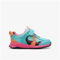 Clarks Girls Selva Hero Toddler Aqua Trainers,Riptape Textile Casual