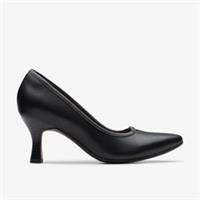 Clarks Womens Kataleyna West Black Leather Court Shoes,Heels Leather Smart