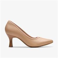 Clarks Womens Kataleyna West Beige Leather Court Shoes,Heels Leather Smart