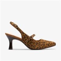 Clarks Womens Kataleyna Ruby Leopard Print Heels,Sling Back Leather Smart