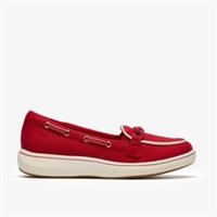 Clarks Womens Brinkley Sky Bay Cherry Loafers,Slip Ons Textile Casual