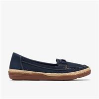 Clarks Womens Elaina Milly Navy Nubuck Loafers,Slip Ons Nubuck Casual