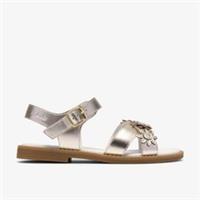 Clarks Girls Luana Brill Kid Champagne Flat Sandals Synthetic Casual