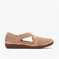 Clarks Womens Elaina Dusk Beige Nubuck Slip Ons Nubuck Casual