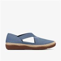 Clarks Womens Elaina Dusk Denim Blue Nubuck Slip Ons Nubuck Casual