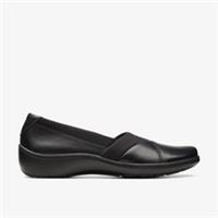 Clarks Womens Cora Charm Black Leather Slip Ons Leather Casual