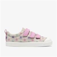 Clarks Girls City Path Kid Cotton Canvas,Riptape Textile Casual