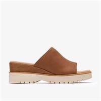 Clarks Womens Diaz Slide Tan Leather Slip Ons,Wedges Leather Casual
