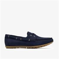 Clarks Womens Elliotte Boat Navy Leather Loafers,Slip Ons,Boat Shoes Leather