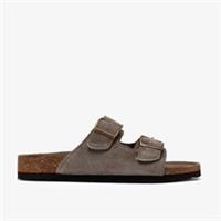 Clarks Mens Wembury Strap Grey Suede Slip Ons,Flat Sandals Suede Casual