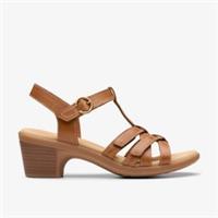 Clarks Womens Emily 2 Rose Tan Leather Heeled Sandals Leather Casual
