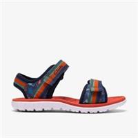 Clarks Boys Surfing Tide Kid Navy Print Flat Sandals,Riptape Textile Casual