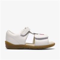 Clarks Girls Zora Ruby Toddler White Flat Sandals,Riptape Leather Casual