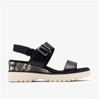 Clarks Womens Diaz Rose Black Combination Wedges Leather Casual