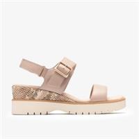 Clarks Womens Diaz Rose Sand Combination Wedges Leather Casual