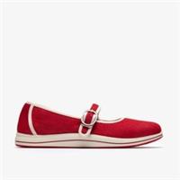 Clarks Womens Brinkley Janey Red Mary Jane Textile Casual