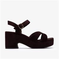 Clarks Womens Nerisa Twist Dark Brown Heeled Sandals Textile Casual