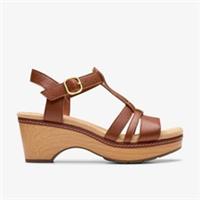 Clarks Womens Seannah Madi Tan Wedges Leather Casual