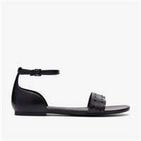 Clarks Womens Kediri Part Black Flat Sandals Synthetic Casual