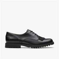 Clarks Womens Griffin Mabel 2 Black Leather Lace Up Leather Casual