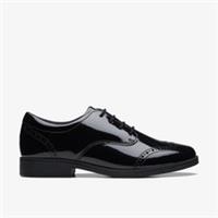 Clarks Girls Sami Walk Youth Black Patent Brogues,School Shoes Patent School