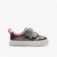 Clarks Girls Nova Teen Toddler Gun Metal Riptape Leather Casual