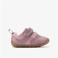 Clarks Girls Tiny Sky Toddler Dusty Pink Pre Walker,Riptape Leather Casual