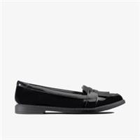 Clarks Girls Scala Bright Youth Black Patent Loafers,School Shoes Patent School
